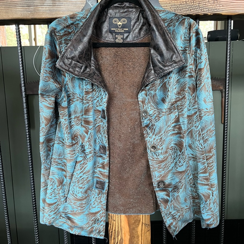 Wooly Bully Wear CO, Women’s Blue and Brown Patterned Jacket